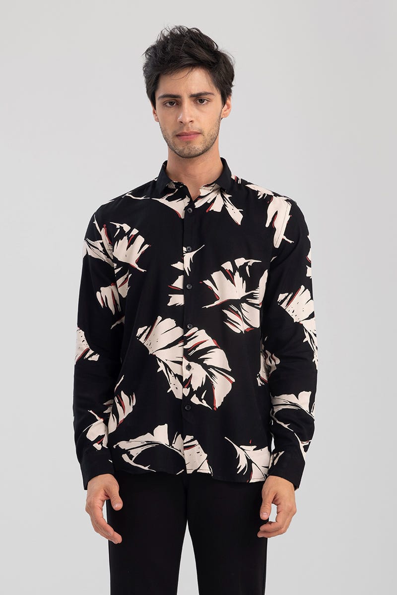 Men's Tropical Leaf Print Full Sleeve Casual Shirt